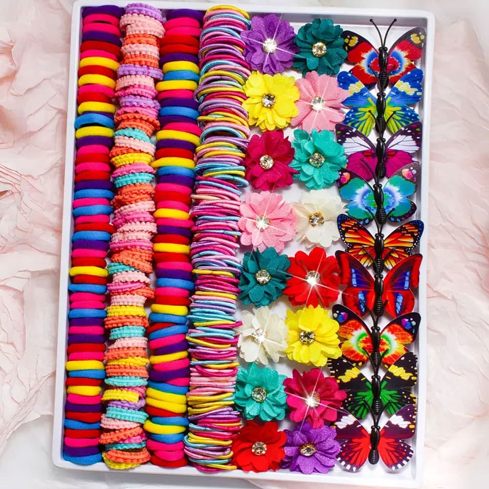 Conjunto De Acessórios De Cabelo , Grampos Florais E De Borboleta , Laços Coloridos Para Meninas Mulheres 231 Peças