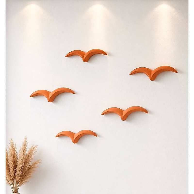 Kit 5 Gaivotas em Cerâmica Decorativa de Parede – Gaivotas tamanho M