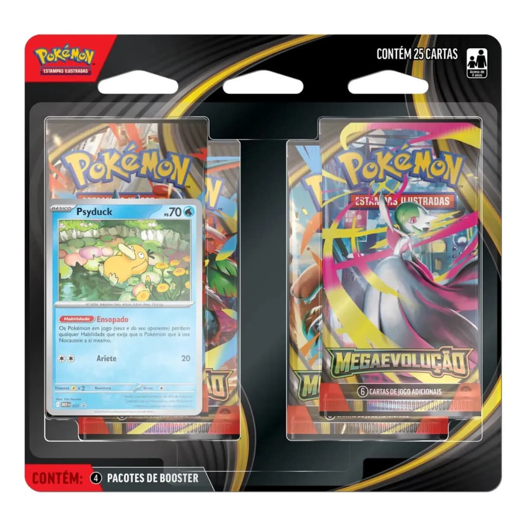 Pokémon TCG Blister Triplo Com Promo Cartas Mega Evolução Pacotes Quad Pack Triplo Pack Oficial
