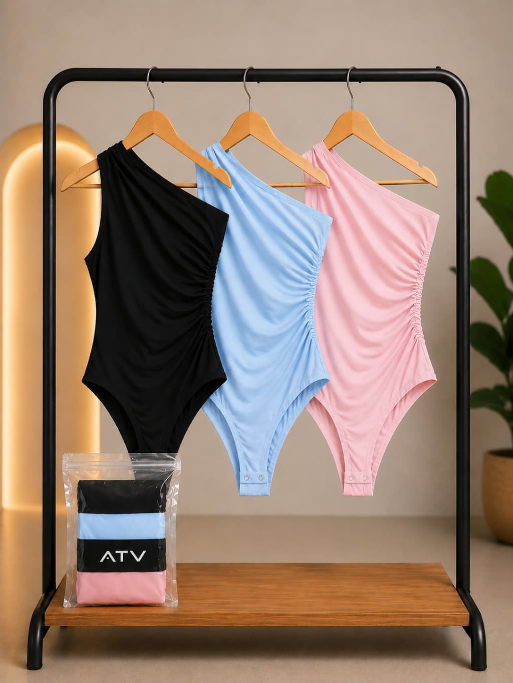 Kit 3 Body Feminino Manga Mula Body Feminino Drapeado Um Ombro Só Bory Feminino Suplex Premium