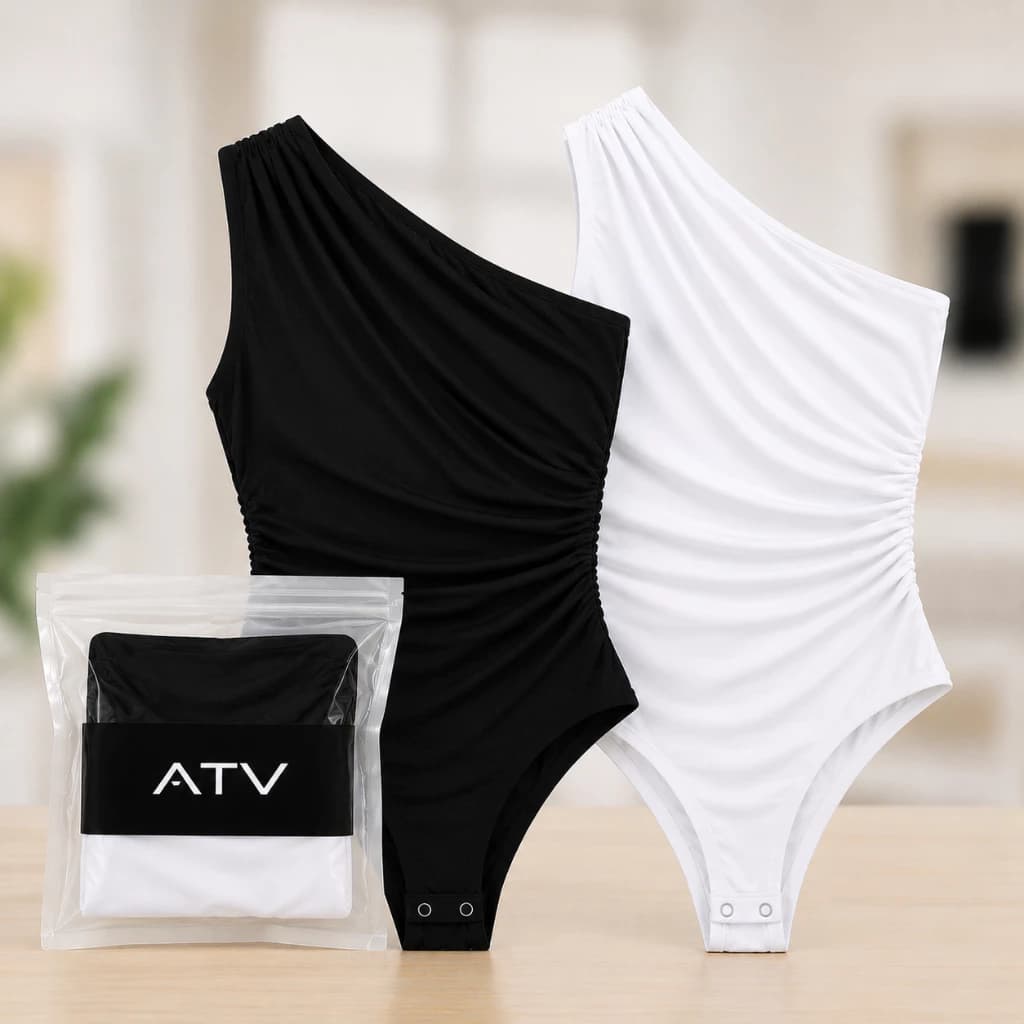 KIT 2 Body Feminino Um Ombro Body Drapeado Elegante Body Feminino Manga Mula Body Feminino EstilosoVer produto