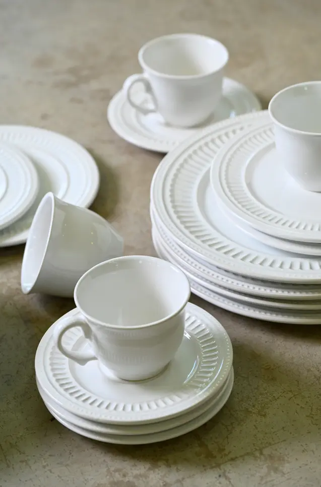 Aparelho de Jantar 20 peças Branco Poppy de Cerâmica - Scalla Cerâmica