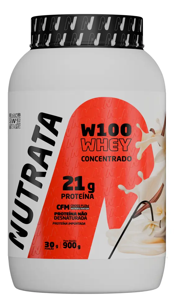 W100 Whey Concentrado Pote 900g Baunilha Nutrata