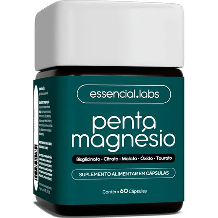 Bisglicinato + Dimalato + Citrato + Taurato + Óxido de Magnésio - A Combinação Perfeita com Máxima Pureza e Biodisponibilidade - 60 Cápsulas