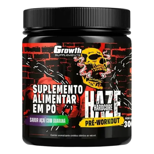 Haze Hardcore - Pré-treino 300g - Growth Supplements Sabor Açaí Com Guaraná