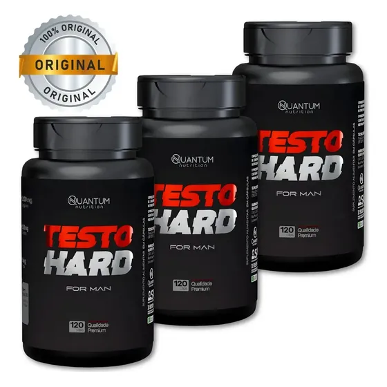 Kit3 Testo Hard 360 Caps Mais Energia Pré Treino Ganho Massa Sem Sabor