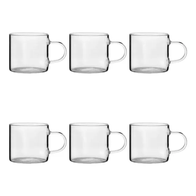 Kit 6 Mini Canecas Vidro Borossilicato 100 ml Café