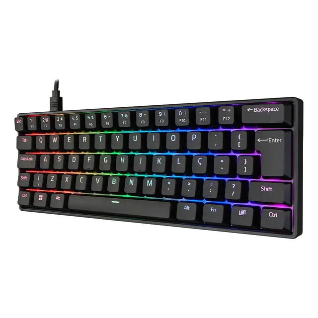 😱 Teclado Mecânico Akko 3061s Preto ABNT2 Switch Rosa RGB