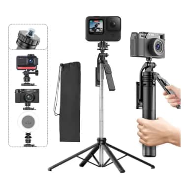 Tripé de câmera Axnen C19 tripé fotográfico preto Tripé De 180 Cm Para Bastão De Selfie De Celular Portátil