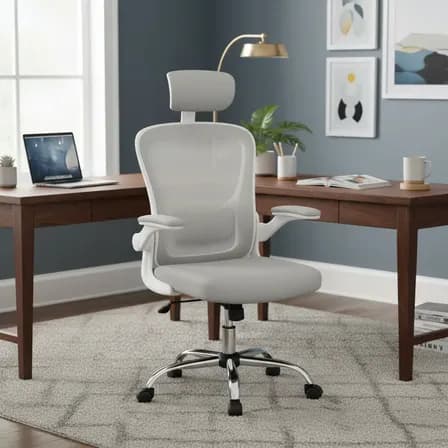 Cadeira De Escritório Ergonômica Giratória Boston G100 Com Estofado Mesh Luvinco Com Ajuste Lombar Cinza Malha