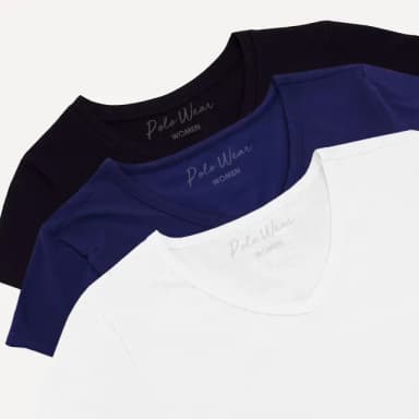 Kit 3 Camisetas Básicas Feminina Polo Wear Sortido Branco-azul-preto G