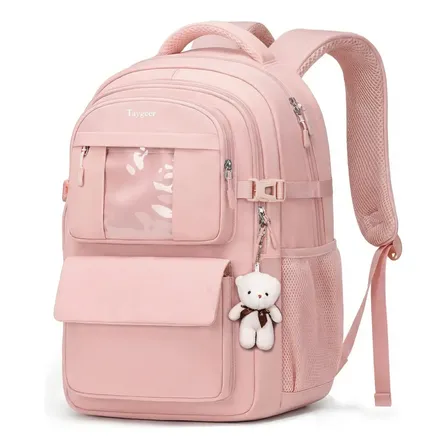 Mochila Infantil Menina Escolar Grande Capacidade Impermeável Reforçada Faculdade Viagem 30l Feminina Resistente Trabalho Negócios Casual Antifurto Verspreta Átil, Taygeer Rosa