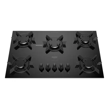Cooktop 5 Bocas Dako Pratiko Mesa De Vidro A Gás Acendimento Super Automático Preto Bivolt 127/220v