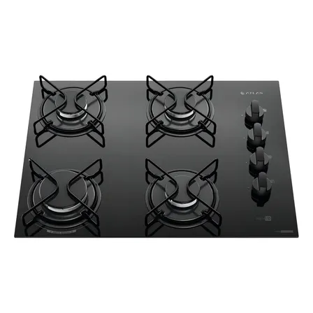 Cooktop 4 Bocas Atlas Agile Up Mesa Vidro Mega Chama Bivolt