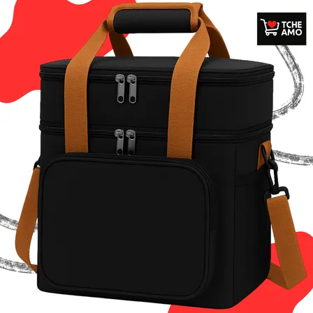 Bolsa Térmica Tche Amo Para Marmita 13.5 L Com Alça E Bolsos - Cor Preto