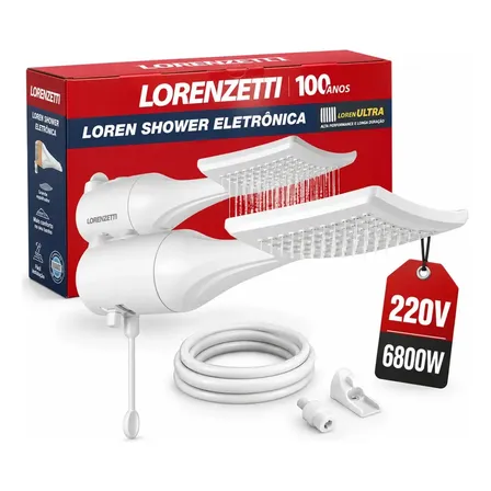 Chuveiro Ducha Lorenzetti Loren Shower Eletrônico Branco 6800w 220V