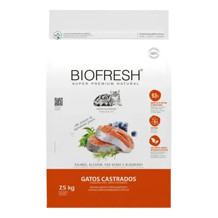 Ração Biofresh Super Premium Gato Castrado Adulto Sabor Salmão 7,5kg