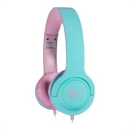 Fone De Ouvido Infantil Dobrável Sugar Hs317 15mw Oex Kids Cor Rosa/Verde