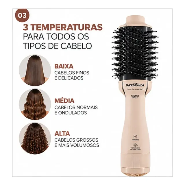 Escova Secadora Britânia Bivolt 1300w Soft Bec07r Original