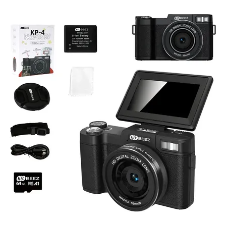 Kitbeez Câmera Digital De 75mp 5k Com Wi-fi, Flash Retrátil Preto