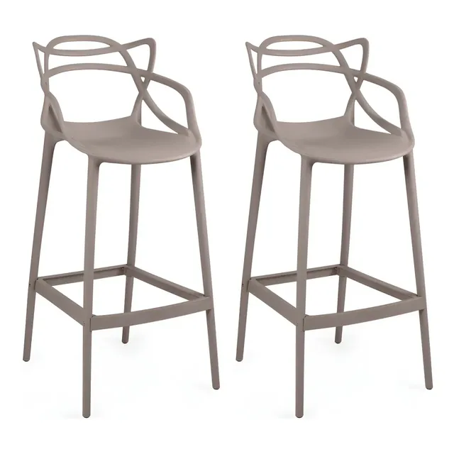 Kit 2 Banquetas Allegra Com Encosto Design Cozinha/bancada Cor Fendi
