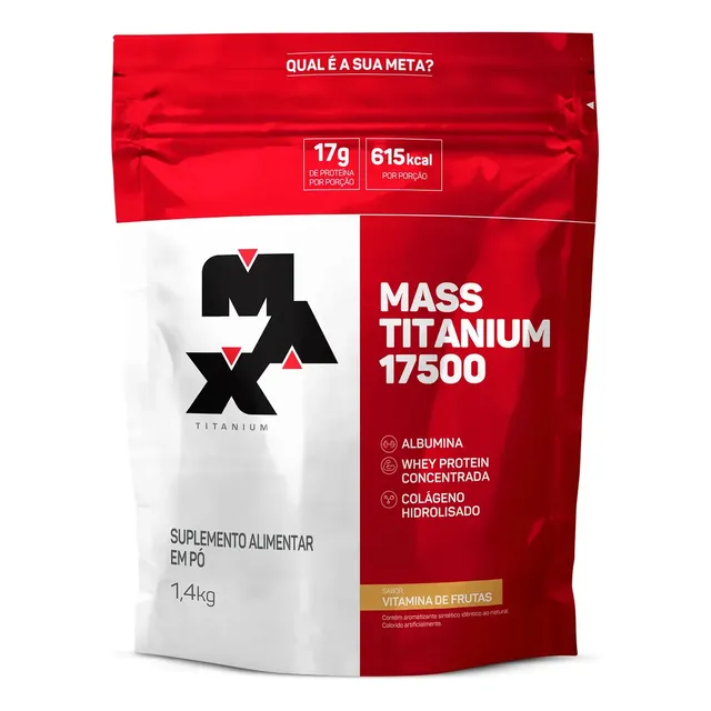 Hipercalórico Mass Titanium 1,4kg Sabor Vitamina de Frutas