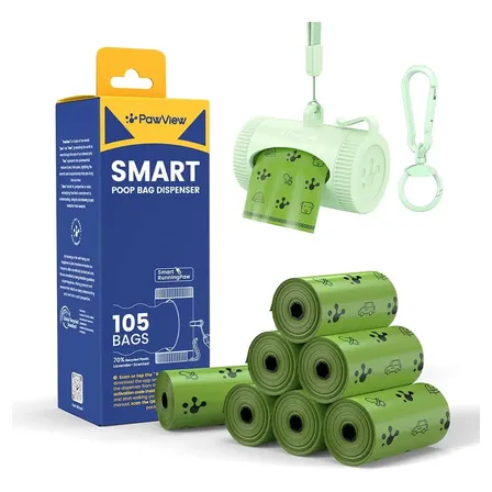 Refil Saquinho Higiênico Pet Cata Caca Biodegradável 105 Unidades (7 Rolos) Aroma Lavanda + Porta Saquinho Dispenser – Pawview