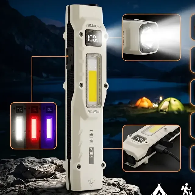 Lanterna Tática Profissional Multifuncional Usb Com Luz Uv Branco