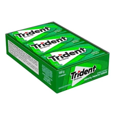 Trident Menta Sem Açúcar Caixa 21 Unidades 8g Chicletes