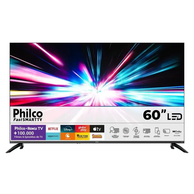 *60 POLEGADAS DA PHILCO* Smart TV Philco 60" 4K UHD LED Roku Dolby Audio De: 4.999 | Por: R$2.488 pix 👑 *⚠️ cupom: CORREAQUI* Link:
