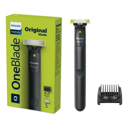 Philips OneBlade Aparador e Barbeador Elétrico com Pente Ajustável 5 em 1 | Raspa, Apara e Contorna | Uso Seco e Molhado | 100% À Prova d'Água | Sem Fio | Bivolt | QP1425/10