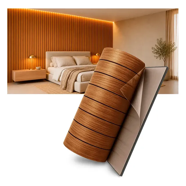 Rolo Painel Ripado Adesivo 3d (3m X 40cm) Decorativo Pvc Ripado Freijó