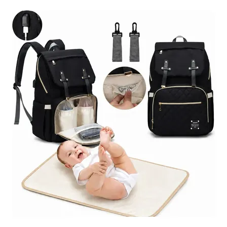 Mochila Bolsa Lequeen Dândi Smart Multifuncional Moderna Cor Preto