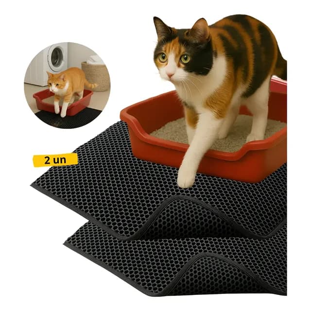 Kit 2 Tapetes Coletor Higienico Gatos Dobrável E Lavável