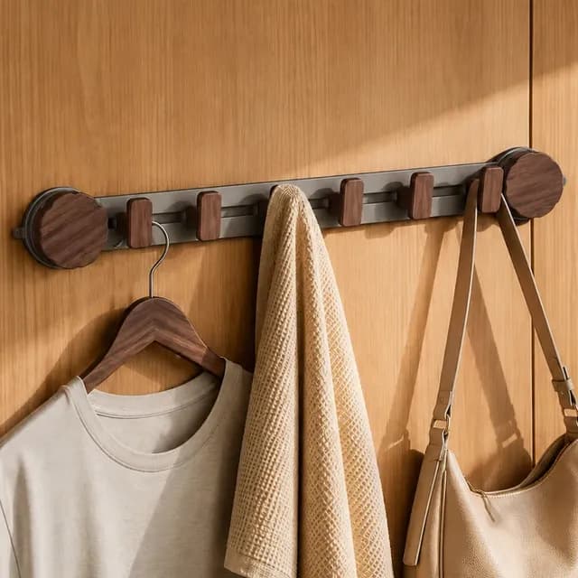 Suporte De Parede Robusto Com 6 Ganchos Cabide Toalha Roupa Cinza