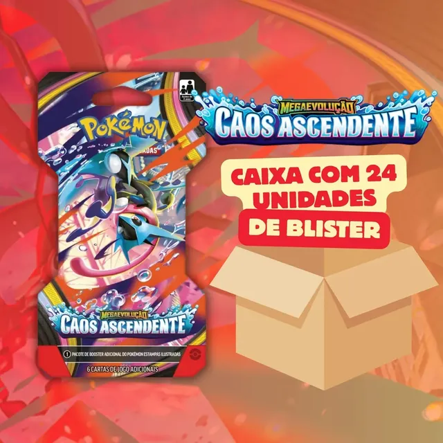 Pokémon Tcg Cx/lacrada Blister Unitário Megaevolução 24unid Caos Ascendente Português