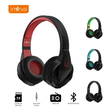 Fone de Ouvido Inova Cases Over-ear Bluetooth com Microfone e Rádio FM