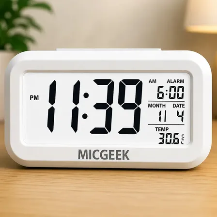 Relógio Digital Despertador Mesa Cabeceira Quarto Idoso Cor Branco MICGEEK