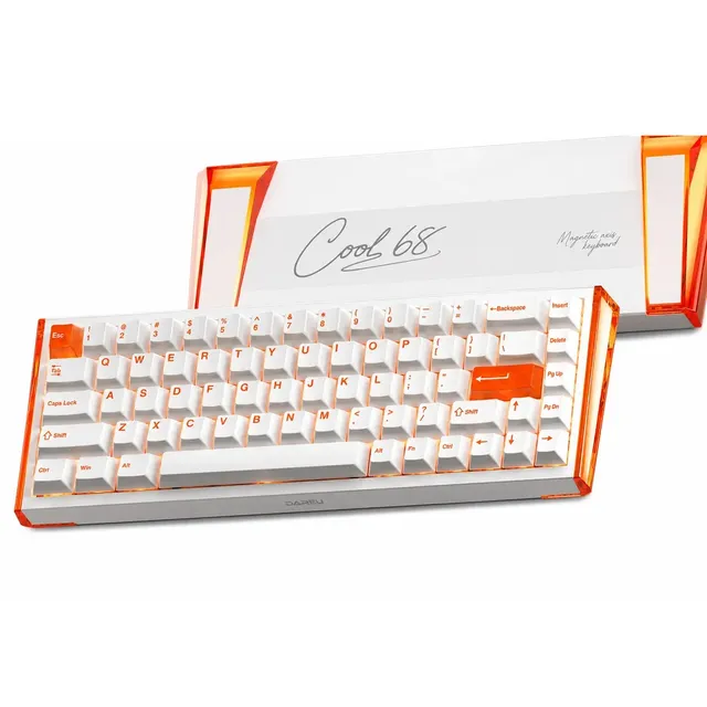 Teclado Gamer Magnético 8000hz Rapid Trigger 0,01mm Hot Swap Switch Shadow Blade Cool68 Led Rgb Dareu Blazing Orange