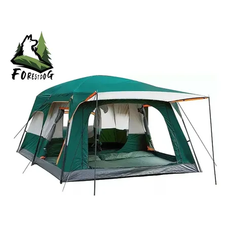 Barraca De Acampamento Forestdog Para 15 Pessoas, Impermeável 2000mm Com Varanda E Mosquiteiro Verde