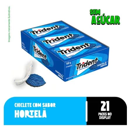 Chiclete Trident Hortelã Sem Açúcar Caixa 21 Unid. 168 g