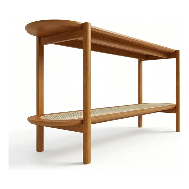 Aparador Lotus Cimol 135cm para Sala de Estar Estrutura em Madeira Maciça Tauari Tampo MDF com Tela Sintética Decorativa 60kg Design Moderno