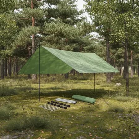 Joyfox Gazebo 5x3m Barraca Camping Tenda Portátil Tela Toldo Verde Claro Inclui Dois Postes De Suporte