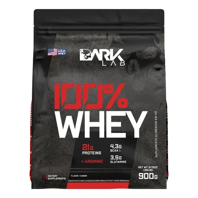 Whey Protein Concentrado 100% 900g Refil Dark Lab Sabor Baunilha*