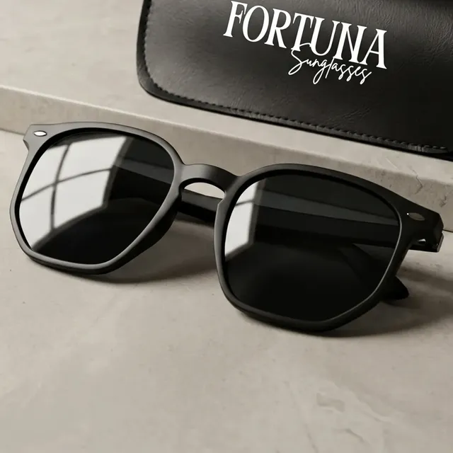 Óculos De Sol Hexagonal Masculino Premium Uv400 Flexivel Preto