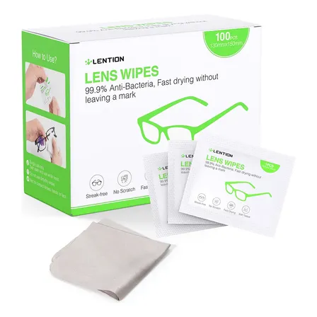 Lens Wipes 100 Lenços Umedecidos Portátil Para Limpeza De Óculos E Lentes
