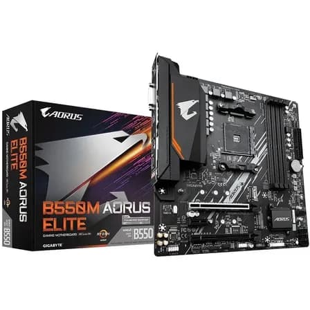 Placa Mae Gigabyte B550m Aorus Elite Am4 Ddr4 Hdmi M-atx Cor Preto