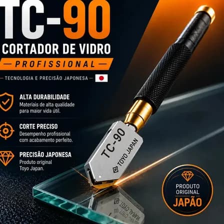 Cortador Vidro Tc-90 Toyo Japan Profissional Corte Preciso Precisão Japonesa
