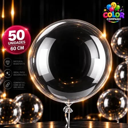 Balão Bubble 50 Un Bubble 24 Polegadas 60cm Transparente Color Company Balão De Festa Grande Transparente Balão Bolha Cha Revelacao Balao Formatura Balao Color Company Para Festa E Casamento