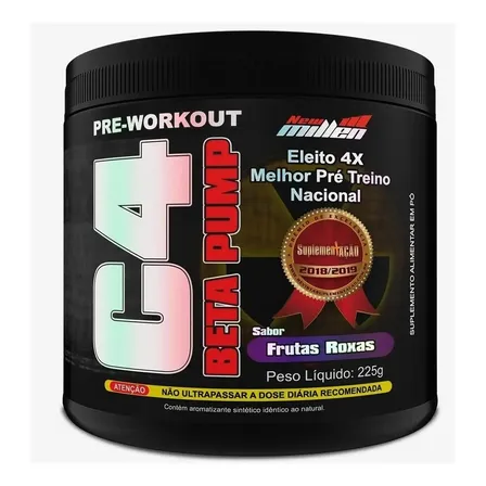 Suplemento En Pó New Millen Cafeína De C4 Beta Pump Sabor Frutas Roxas X 225g